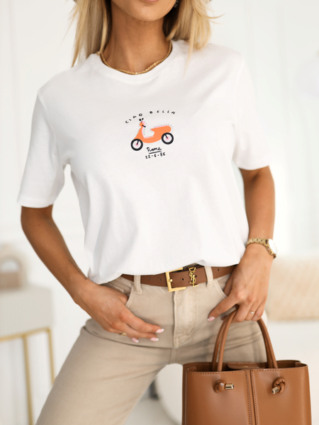 Ecru t-shirt z napisem "Ciao Bella"