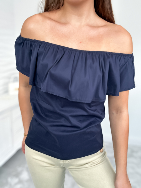 Granatowa bluzka hiszpanka Katie