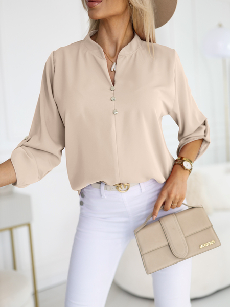 Beżowa bluzka z ozdobnymi guzikami Lena