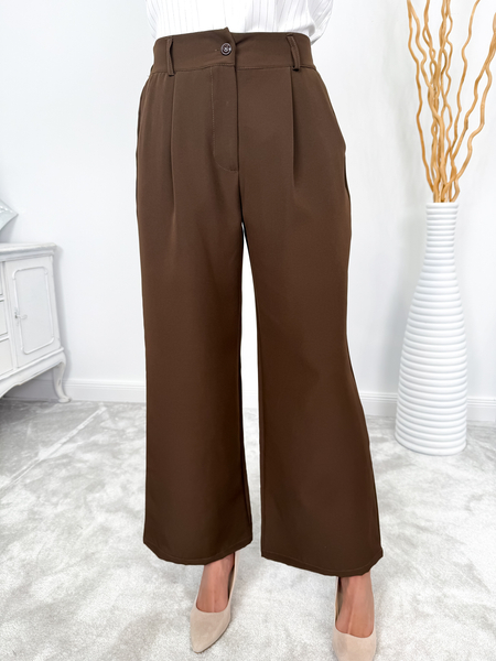 Czekoladowe szerokie spodnie Sydney