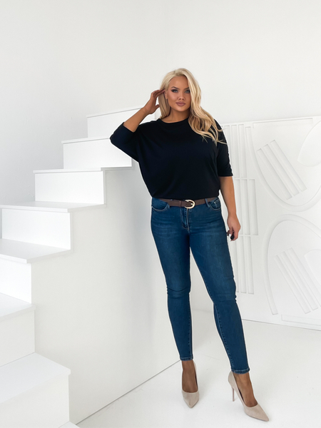 Czarna bluzka z koronkowymi rękawami Isabelle