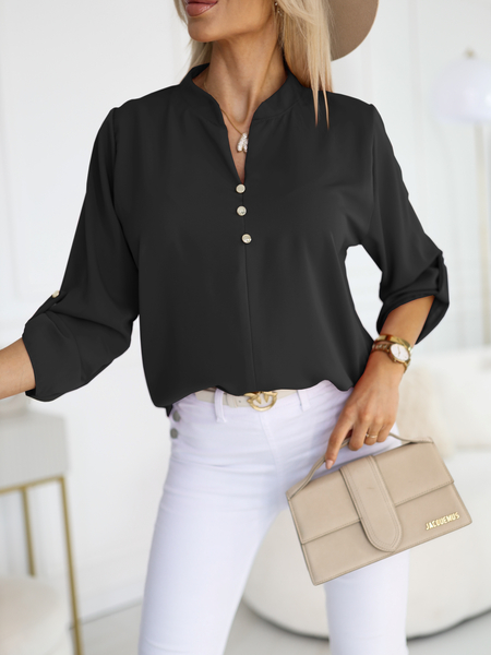 Czarna bluzka z ozdobnymi guzikami Lena