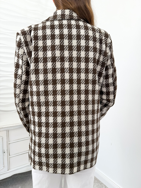 Brązowa marynarka wzór kratka