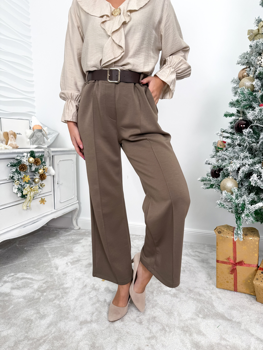 Fango spodnie masełko szeroka nogawka w kant