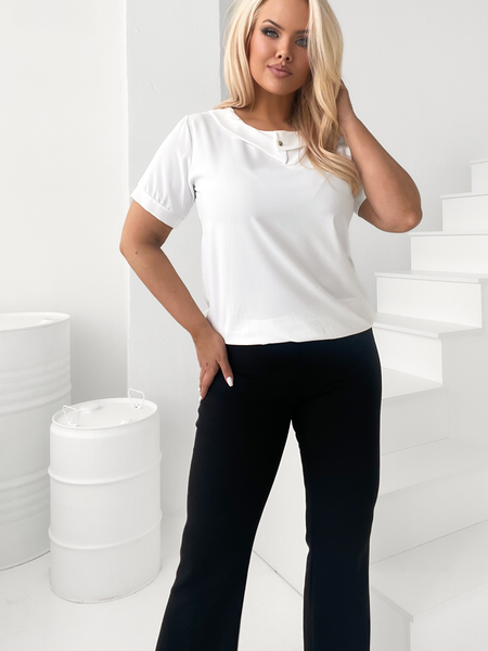 Śmietankowa biel bluzka z kołnierzykiem Verbena