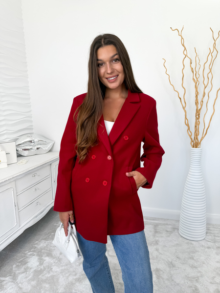 Bordowy  dwurzędowy płaszcz Zelda