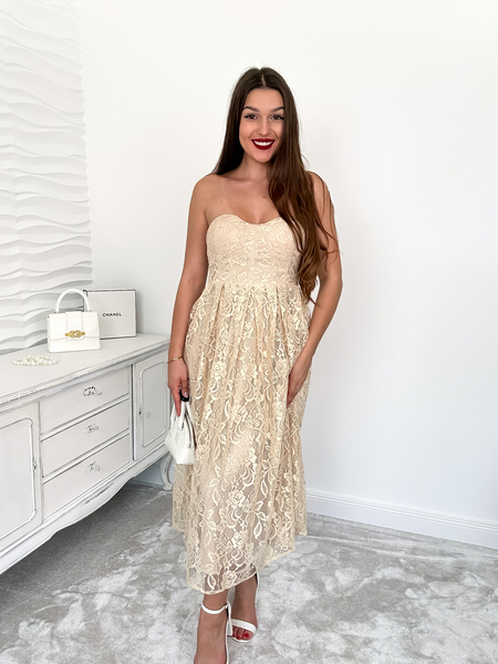 Beżowa koronkowa sukienka Eliza