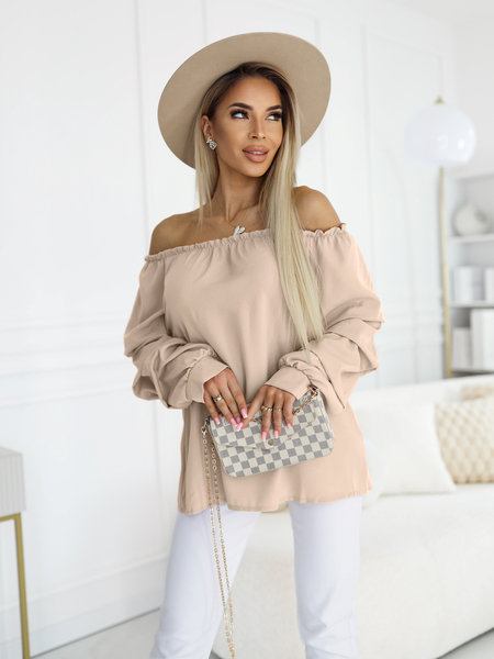 Beżowa bluzka hiszpanka