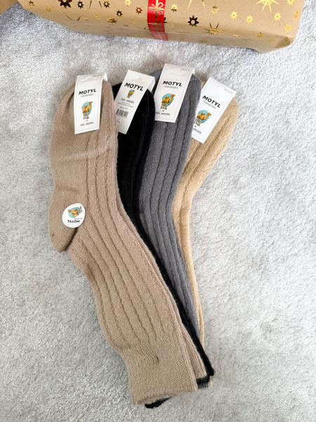 Długie skarpetki z angory 4 pary MIX KOLORÓW - Chłodne odcienie