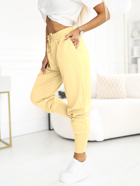 Cytrynowe spodnie dresowe ze zwężaną nogawką Milo