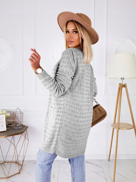 Szary ażurowy kardigan Tove