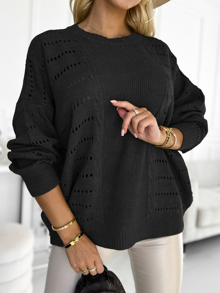 Czarny ażurowy sweter Stella