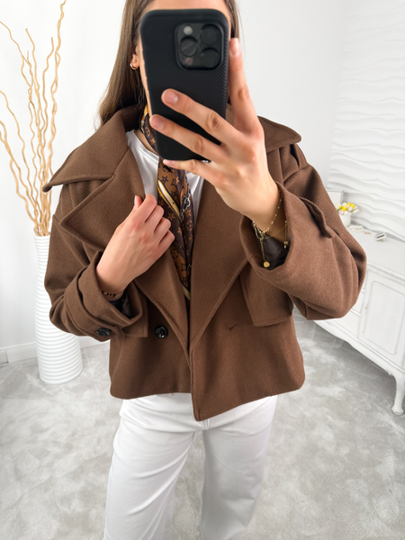 Brązowa krótki płaszcz Paris