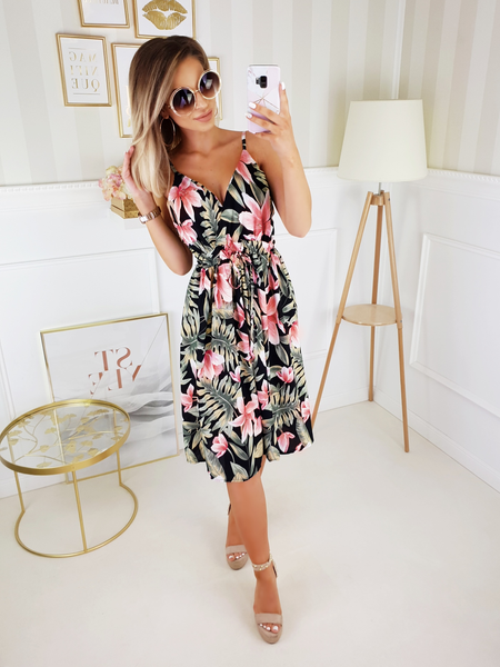 Czarna sukienka z kwiatowym printem Samantha