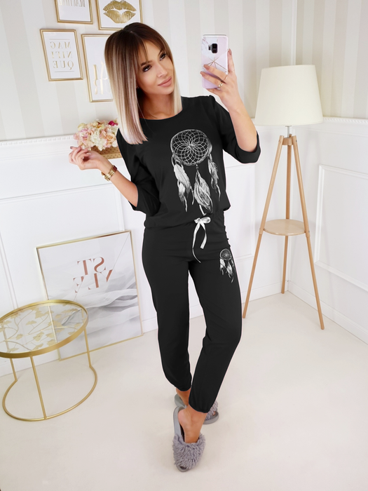 Czarna piżama wzór łapacz snów