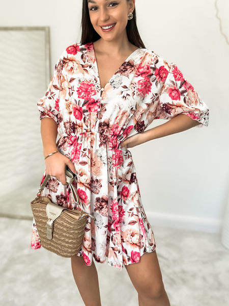 Wielobarwna sukienka mini w kwiaty Zoe