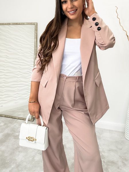 Brudny roż spodnie z szeroką nogawką Jennifer