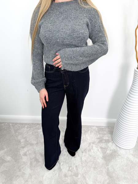 Grafitowy moher i wełna sweter dzwonek