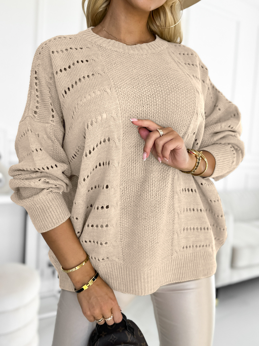 Beżowy ażurowy sweter Stella