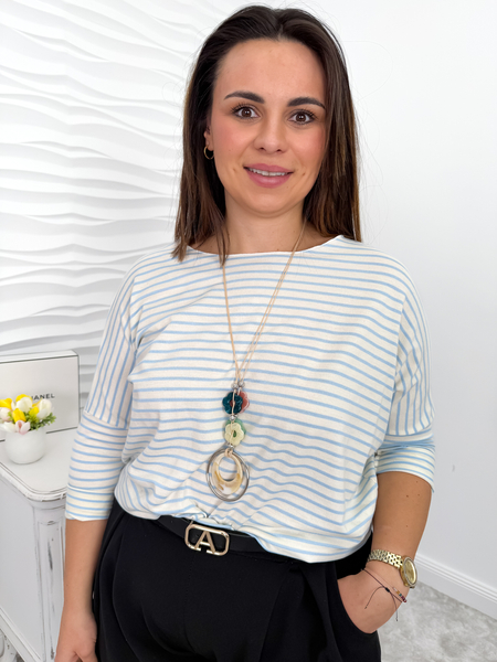 Błękitna bluzka sweterkowa w paski Alexis