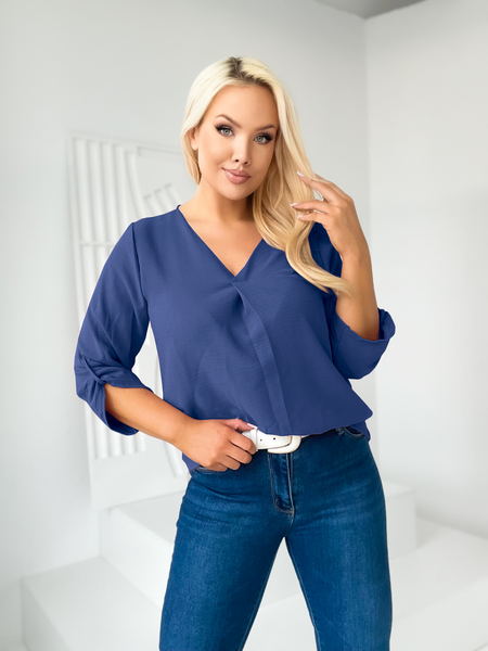 Chabrowa bluzka z podwiniętym rękawem Kelly