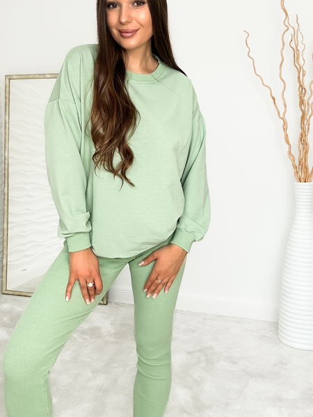 Miętowy komplet dresowy z legginsami