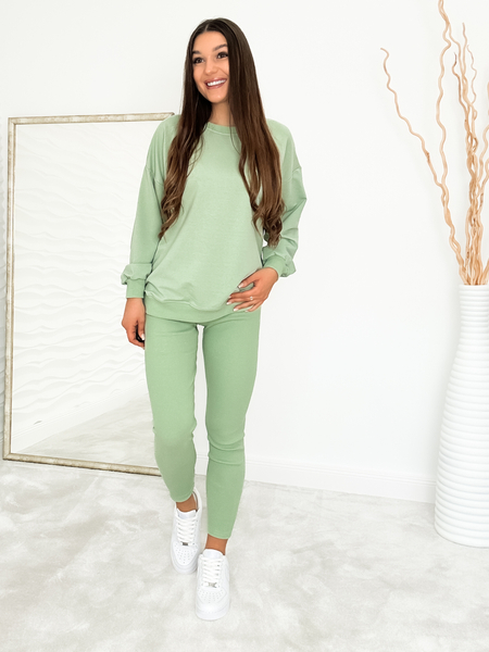 Miętowy komplet dresowy z legginsami