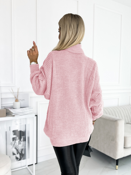 Pudrowy róż sweter z golfem Vita