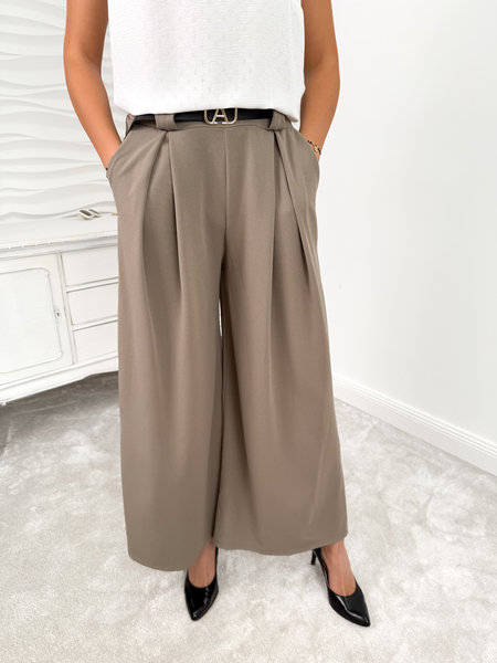 Fango szerokie spodnie palazzo z paskiem Paloma