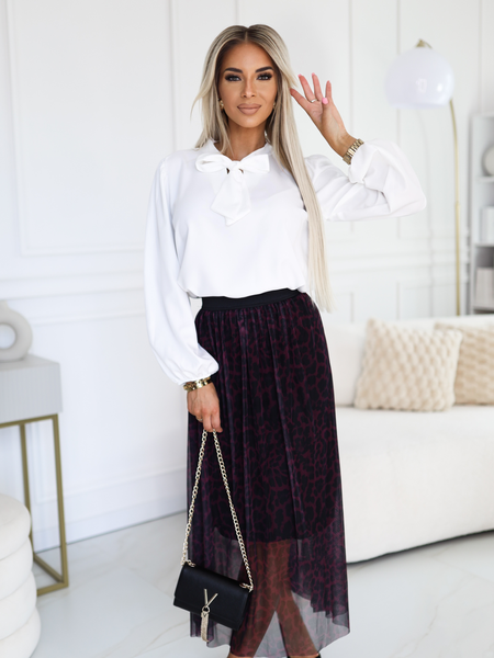 Fioletowo-czarna spódnica tiulowa we wzór panterki