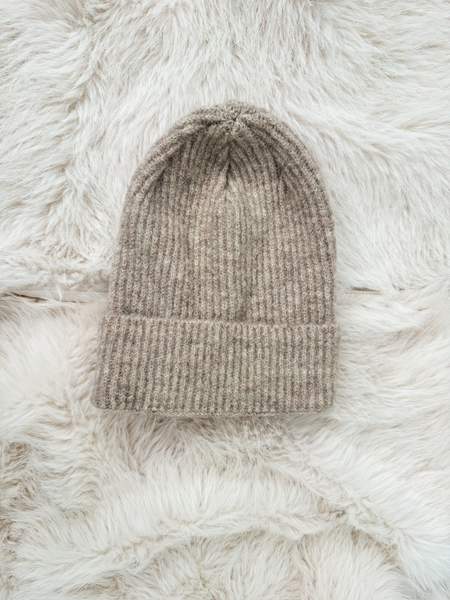 Beżowy komplet moher i wełna czapka + szalik