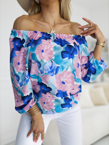 Bluzka hiszpanka w kolorowe kwiaty Charlotte