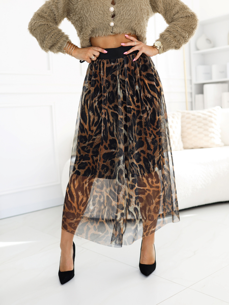 Czarna spódnica tiulowa we wzór panterki