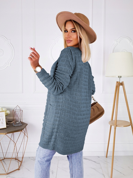 Jeansowy ażurowy kardigan Tove