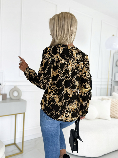 Czarna elegancka koszula z motywem w łańcuchy