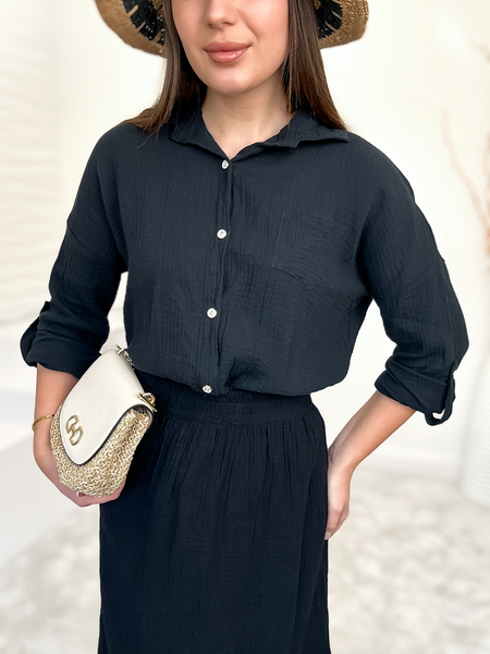 Czarna koszula muślinowa