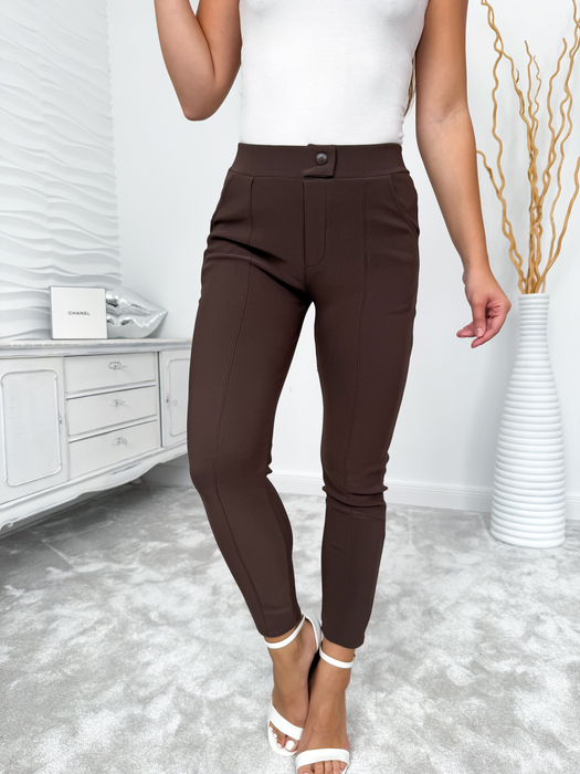 Czekoladowe elastyczne spodnie Iva