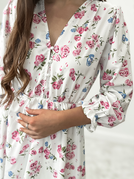 Biała sukienka mini w kwiaty Amelia