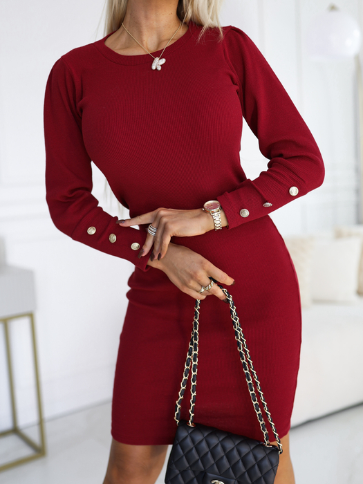 Bordowa prążkowana sukienka Chiara