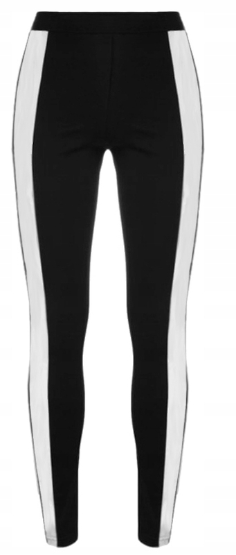 Czarne legginsy z lampasem