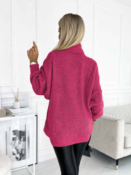 Fuksja sweter z golfem Vita