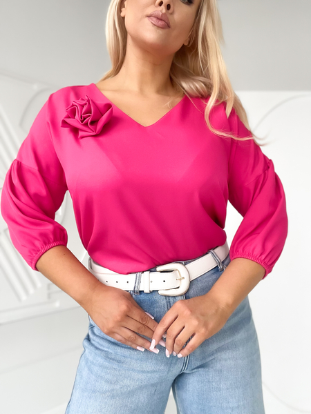 Fuksja bluzka z różą