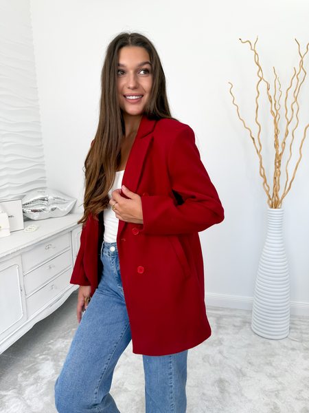 Bordowy  dwurzędowy płaszcz Zelda