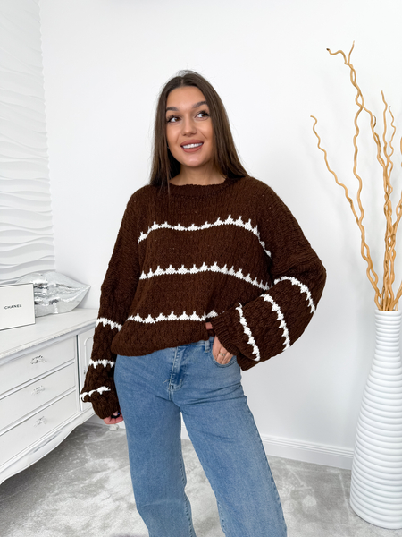 Czekoladowy sweter o grubym splocie Maple