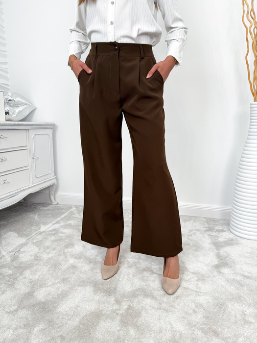 Czekoladowe szerokie spodnie Sydney