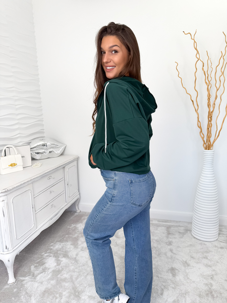 Butelkowa zieleń bluza z kapturem Hanna