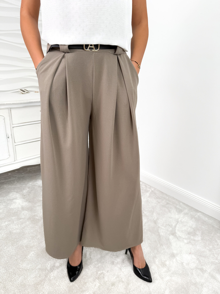 Fango szerokie spodnie palazzo z paskiem Paloma