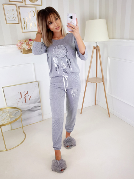 Szara piżama wzór łapacz snów