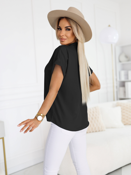 Czarna elegancka bluzka ze stójką Blanka