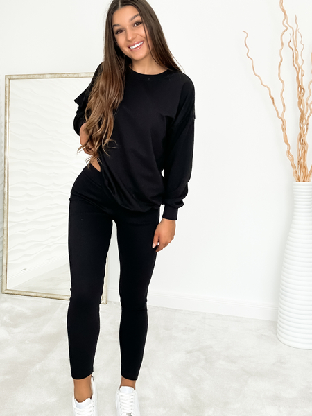 Czarny komplet dresowy z legginsami